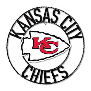 Kansas City Chiefs 24 in. Black Wrought Iron Wall Art with Red and White Team Colors and Logo