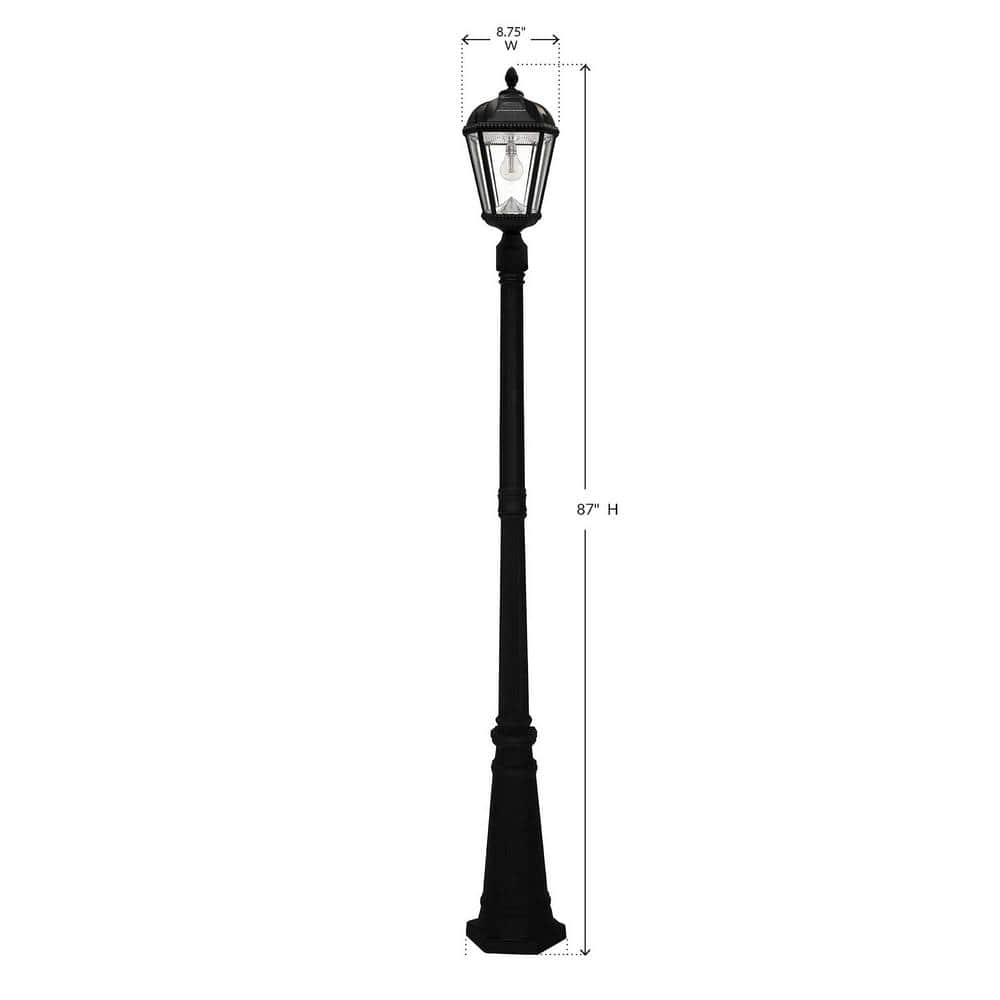 87-Inch Black Cast Aluminum LED Solar Lamp Post