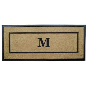 DirtBuster Single Picture Frame Black 24 in. x 57 in. Coir with Rubber Border Monogrammed M Door Mat