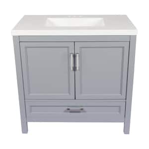 Nevado 37 in. W x 22 in. D x 36 in. H Bath Vanity in Gray with White Cultured Marble Top