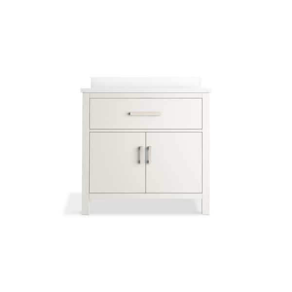 KOHLER Kresla 36.97in. Single Sink Freestanding White Bath Vanity with White Quartz Top Assembled