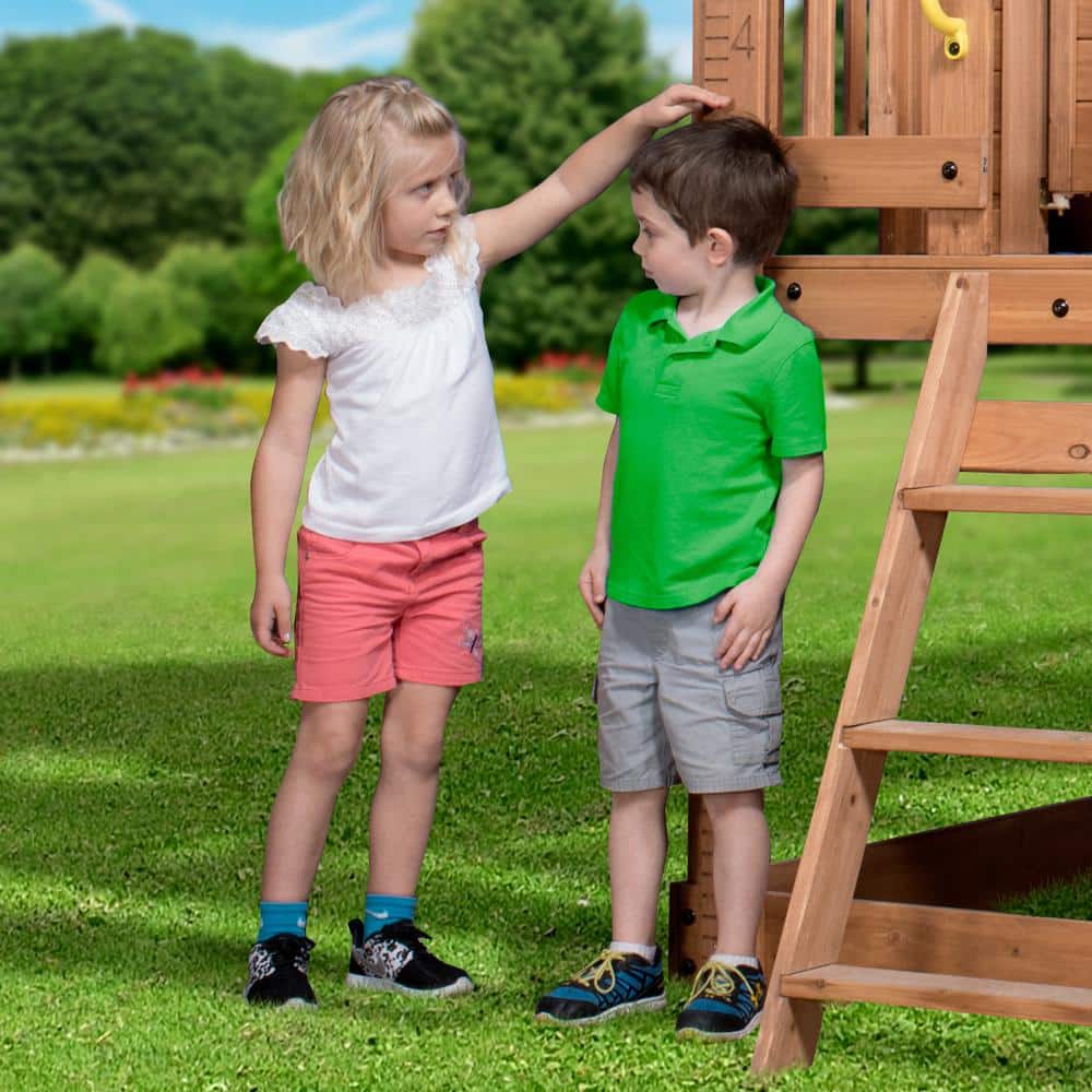 Scenic Heights Cedar Wooden Playhouse with Porch and Ladder