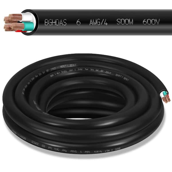 6 ft. 6 AWG 4-Conductor SOOW 600V Indoor Outdoor Extension Cord