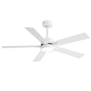 Charlie 52 in. Integrated LED Indoor White Ceiling Fans with Light and Remote Control Included