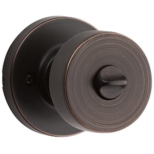 Pismo Round Venetian Bronze Bed/Bath Door Knob Featuring Microban Antimicrobial Technology with Lock