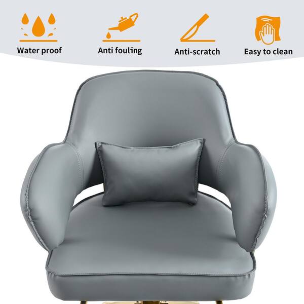 CSC DECOR INC Leather Swivel Barber Chairs in Gray Ergonomic