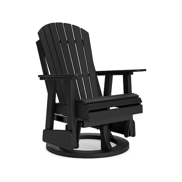 Benjara Sami Black Swivel Glider Polyethylene Adirondack Chair