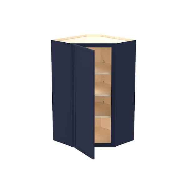 Home Decorators Collection Franklin 24 in. W x 12 in. D x 42 in. H Assembled Plywood Wall Corner Kitchen Cabinet in Vessel Blue with Soft Close