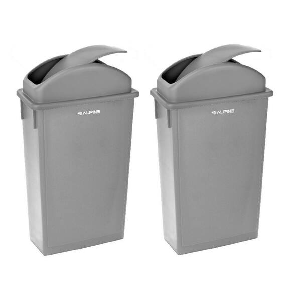 Kitchen Trash Can 13 Gallon With Swing Lid, Plastic Tall Garbage Can  Outdoor And Indoor, Large 52 Qt Recycle Bin And Waste Basket For Home,  Office, Garage, Patio, Restaraunt (Grey/Black) 