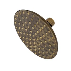 1-Spray 5.3 in. Single Wall Mount Fixed Rain Shower Head in Antique Brass