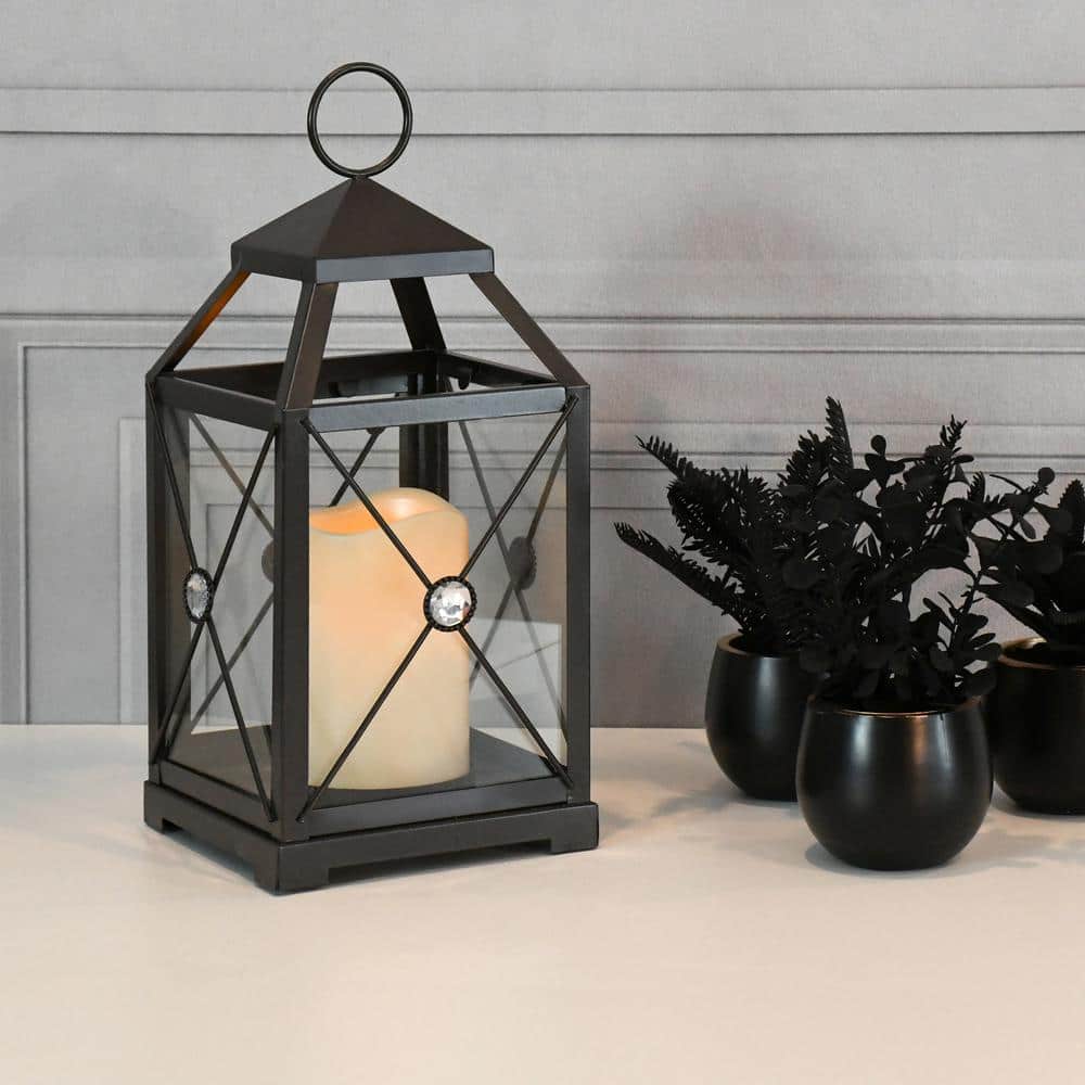 Bronze Rhinestone Embellished Flameless LED Lantern