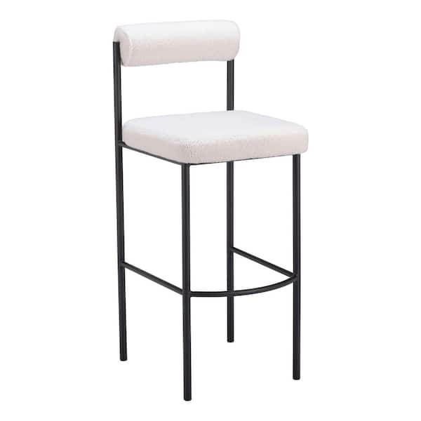 ZUO Livorno 29.9 in. Open Back Ivory Wood Frame Barstool with 100% Polyester Seat - (Set of 2)