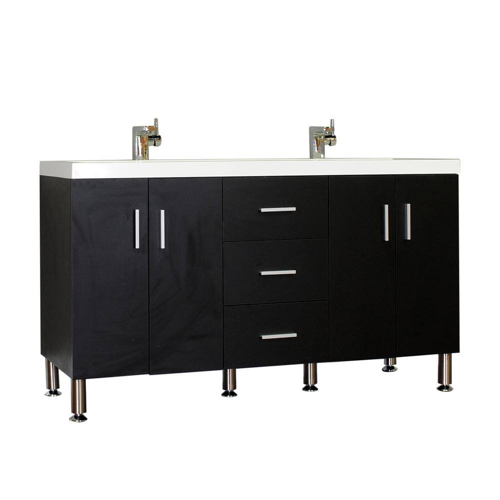The Modern 56.5 in. W x 19.875 in. D Bath Vanity in Black with Acrylic Vani