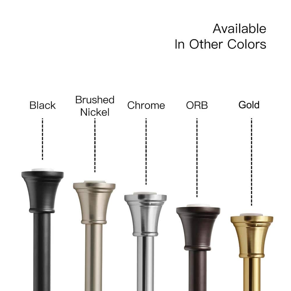 Adjustable Matte Black Aluminum Tension Shower Rod 44-72 Inches