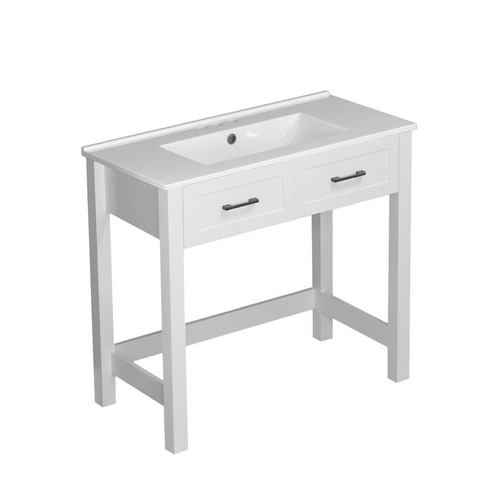 36 in. Freestanding White Bath Vanity with White Ceramic Top Unassembled, Good for Wheelchair Users price history on PriceWatchPro