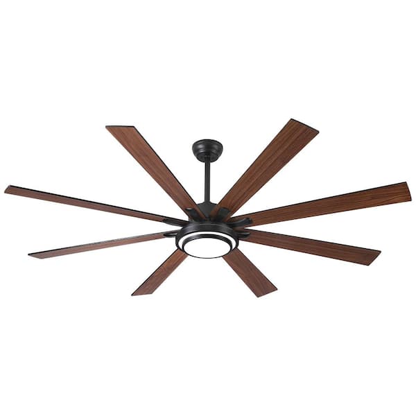 Gabriel 72 in. Indoor Black Brown Plywood Smart Ceiling Fan with Integrated LED Light Kit, Remote Control Included