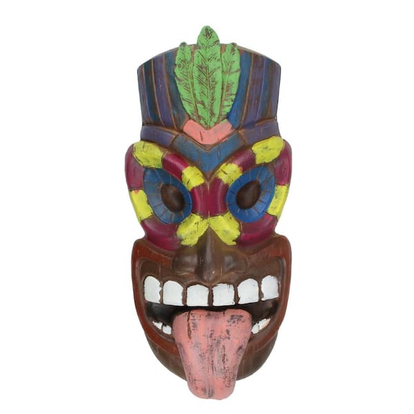 Northlight 16.5 in. Brown Tiki Man Sticking Out Tongue Hanging Wall Decor