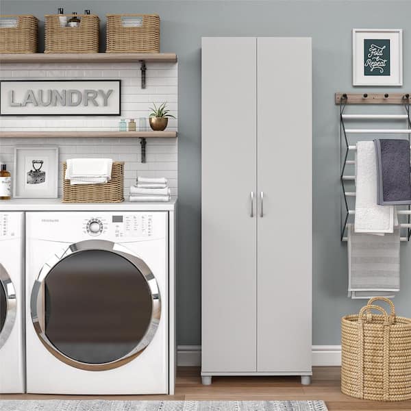 Lonn 23.7 in. x 75 in. x 15.39 in. 2 Doors 5 Shelves Freestanding Utility Storage Cabinet in Dove Gray