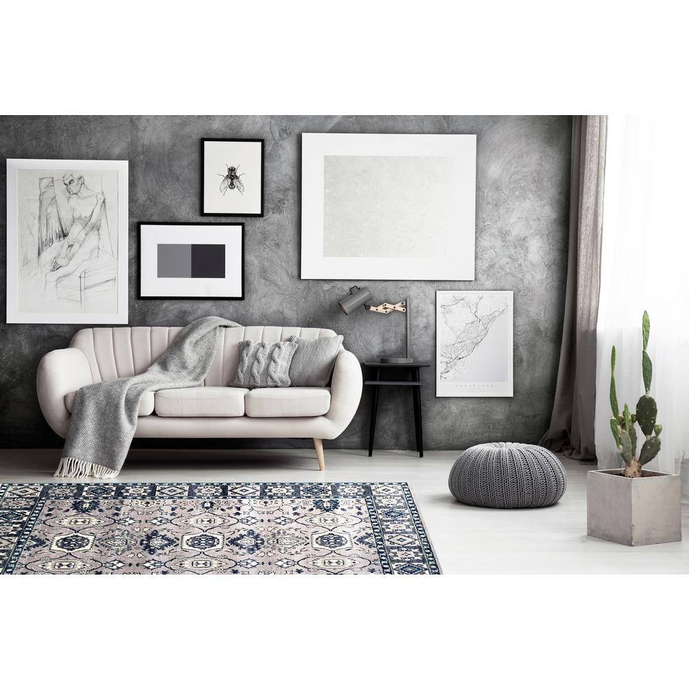 Gray 14x10 Rug EORC Gray 10 ft. x 14 ft. Hand Knotted Wool Traditional Mahal Area Rug ...