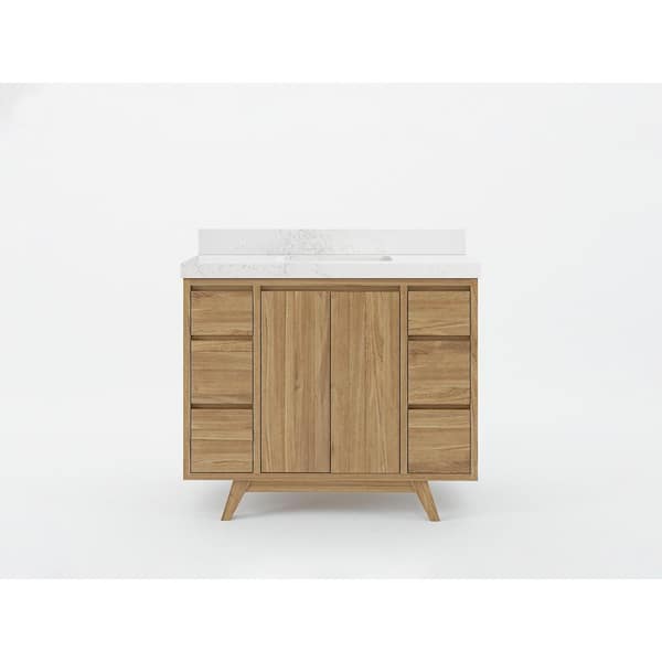 Willow Collections Madison Teak 42 in. W x 22 in. D x 36 in. H Bath Vanity in Golden Teak with 2 in Empira Quartz Top