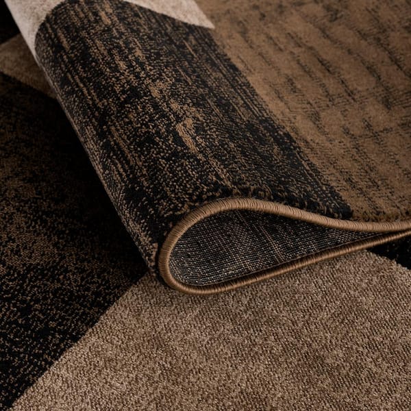 Montage Collection Modern Abstract Doormat Area Rug Entrance Floor Mat (2x5 feet) - 2'3" x 5', Brown