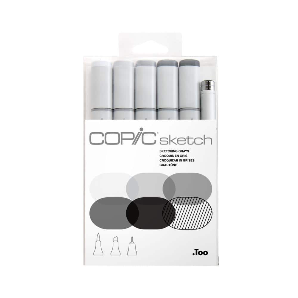 Copic Sketch Marker Set, Grays, (6Colors) 039992 The Home Depot