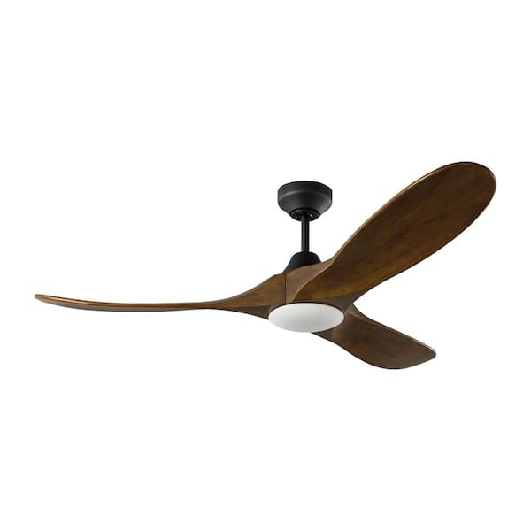 Fan Maverick Smart 52 in. Midnight Black Modern Downrod Mount Standard Ceiling Fan with Light Kit and Remote