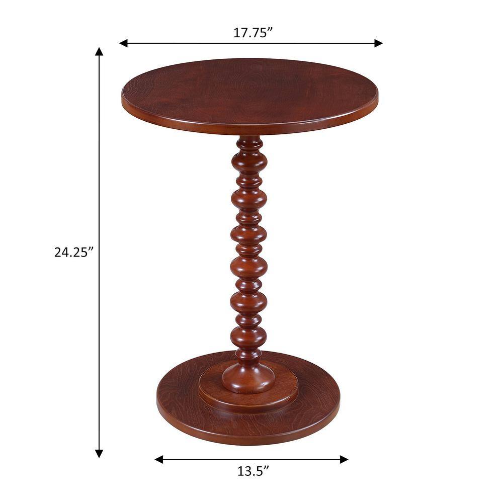 Charming Mahogany Round Spindle Side Table, 18"x25"