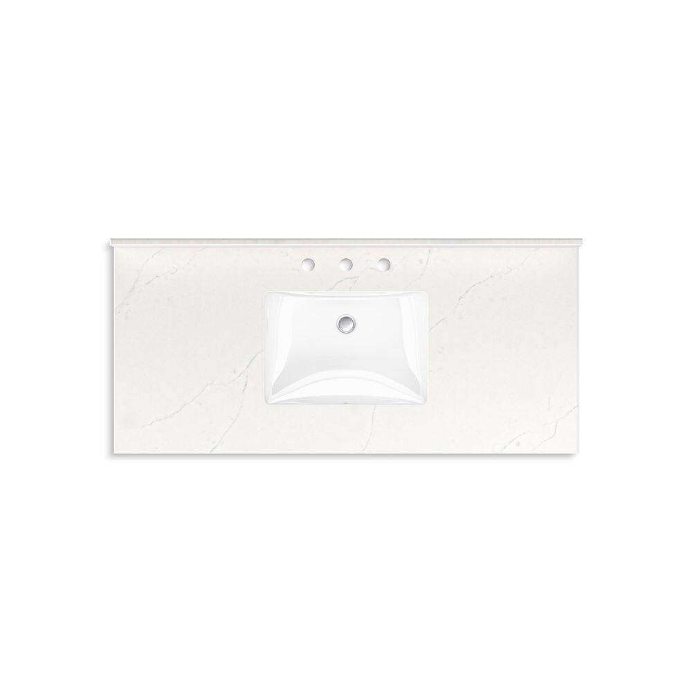 Malin White 48" Bathroom Vanity Cabinet with Quartz Top and Sink