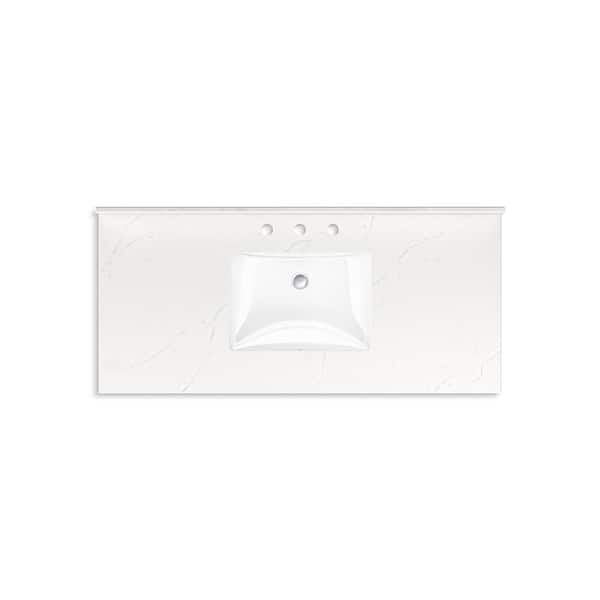 KOHLER Seagrove 49in. Single Sink Freestanding Ferrous Grey Bath Vanity with White Quartz Top Assembled