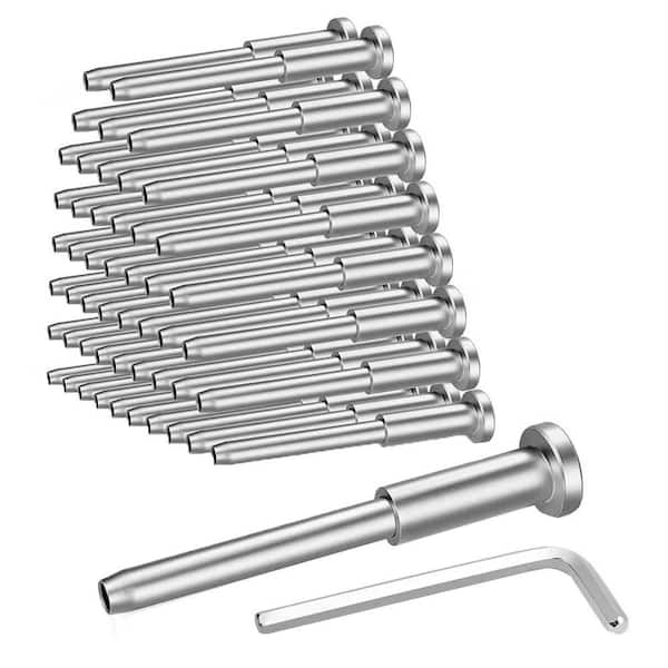 2.57 in. x 0.51 in. Stainless Steel Railing Kit w/ Allen Wrench for Wood/Metal Posts 1/8 Terminal Block (50) Silver