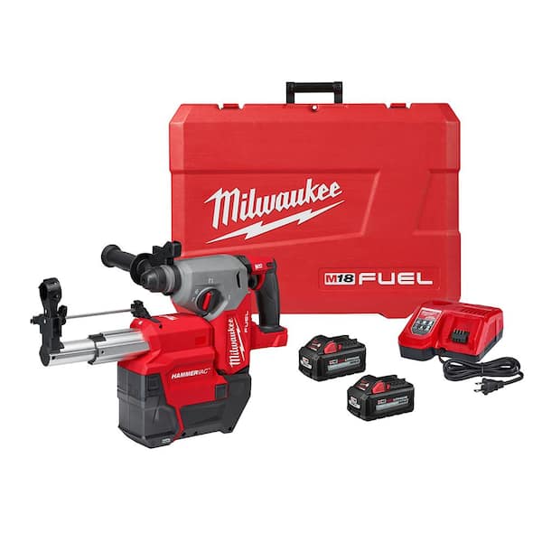 Milwaukee M18 FUEL 18V Lithium-Ion Brushless 1 in. Cordless SDS-Plus Rotary Hammer/Dust Extractor Two 6.0 Ah Batteries 2912-22DE - The Depot