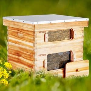 Bee Hive 20 Frame Bee Hives Starter Kit, Beeswax Coated Cedar Wood 1 Deep Plus 1 Medium Bee Boxes Langstroth Beehive Kit