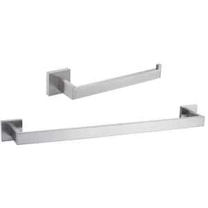 Wall Mounted 2 -Piece Bath Hardware Set Towel Bar Set Towel Holder Set with Mounting Hardware in Brushed Nickel