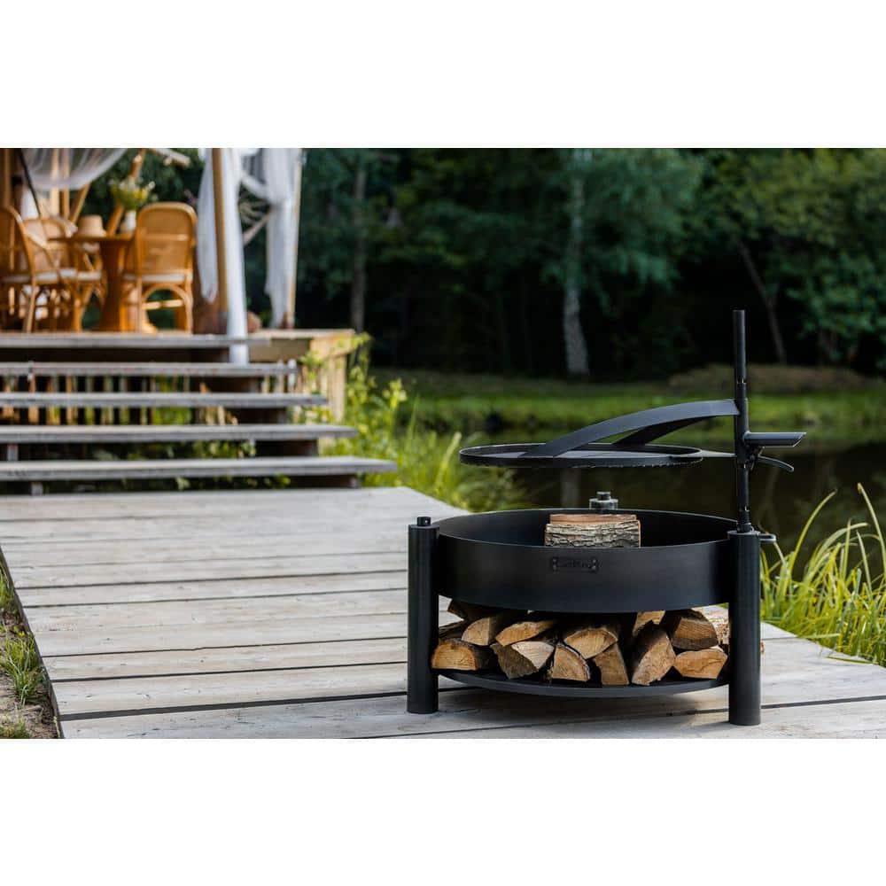 Montana Black Steel Wood-Burning Fire Pit with Adjustable Grate