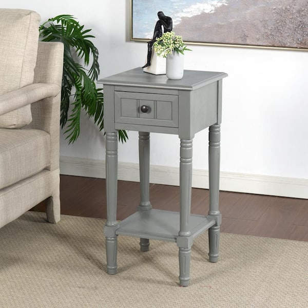 StyleCraft Hampton 14 in. Antique Gray MDF Square End Table