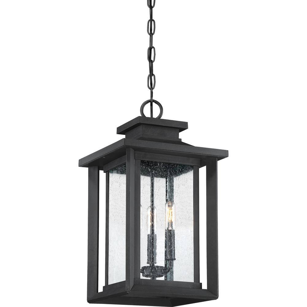 Wakefield Earth Black Glass 3-Light Outdoor Pendant