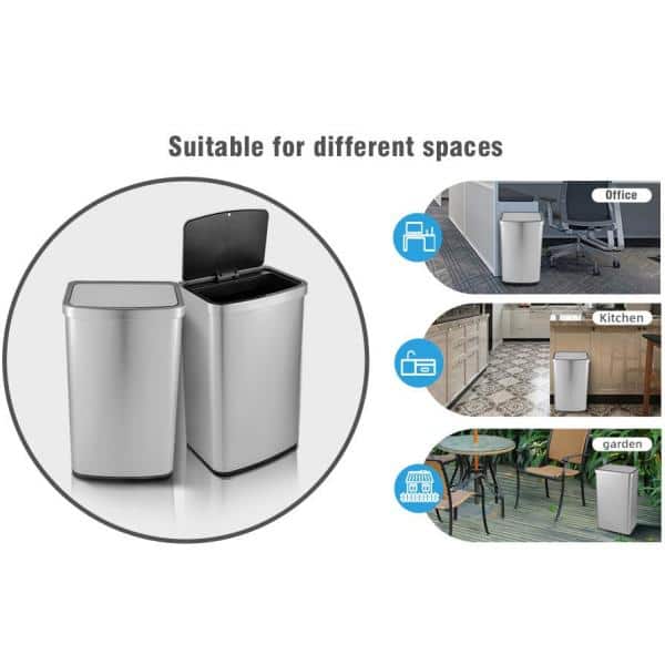 Itouchless Sensor Kitchen Trash Can With Ac Adapter And Absorbx Odor Filter 13  Gallon Oval Silver Stainless Steel : Target