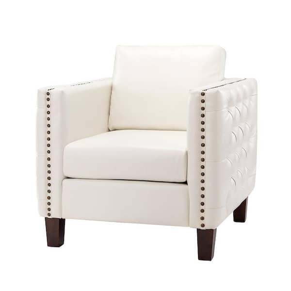 JAYDEN CREATION P1 a cido Ivory Club Chair with Nailhead Trim