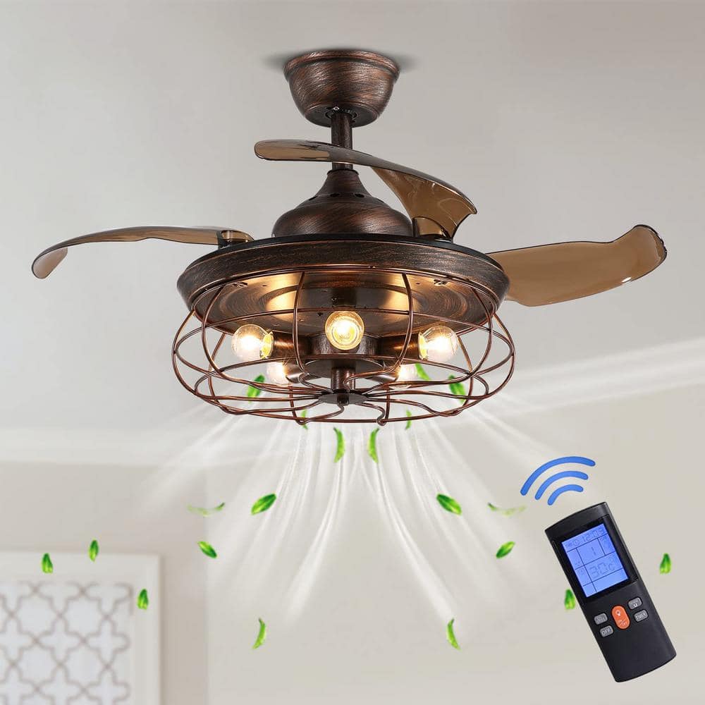 ANTOINE 36 in. Black Indoor Ceiling Fan with Lights and Remote ...