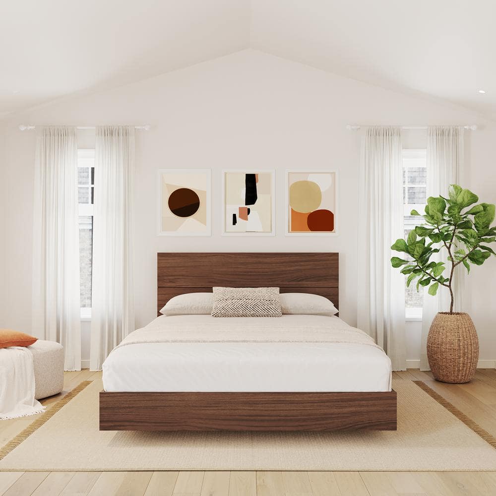 Full Newport Celebri-T Platform Bed with Walnut Headboard