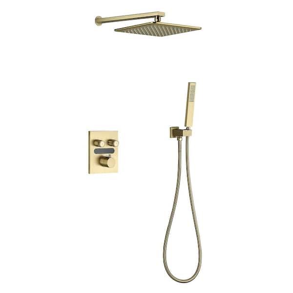IHOMEadore 2-Spray Multifunction Wall Bar Shower Kit with Hand Shower in Gold