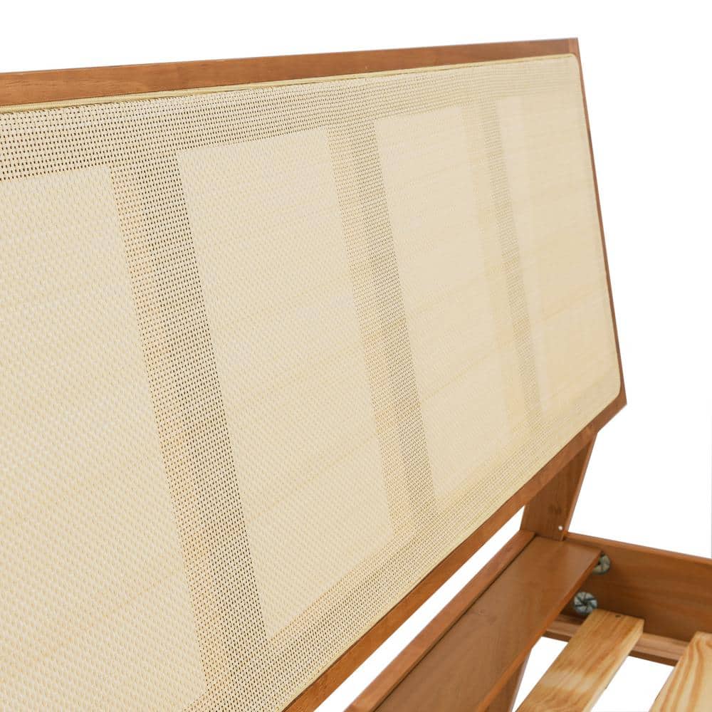Crawford Queen Bed with Light Brown Pine Frame and Cane Headboard