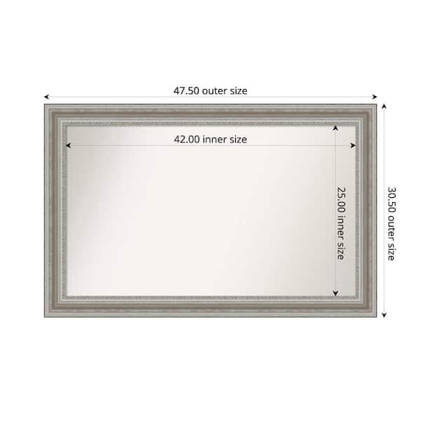 Amanti Art Parlor Silver 47.5 in. x 30.5 in. Custom Non-Beveled Recycled Polystyrene Framed Bathroom Vanity Wall Mirror