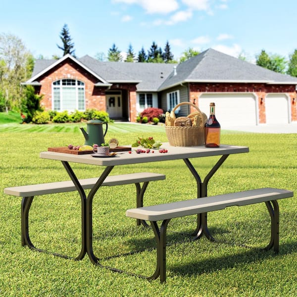 DEXTRUS 4.5 ft. Heavy Duty Outdoor Picnic Table Set with