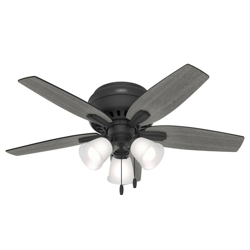 42" Matte Black Low Profile Ceiling Fan with LED Light