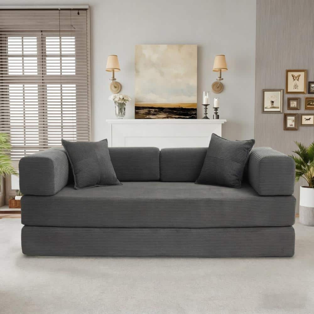 5-In-1 Folding Convertible Sofa Bed, 78 Inch Oversized Corduroy Upholstered Boneless Couch, Loveseat price history on PriceWatchPro