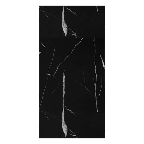 Falkirk Irvine II, 1/8 in. x 2 ft. x 4 ft. Black Glossy PVC Decorative Wall Paneling, Faux Marble, 4-Pack