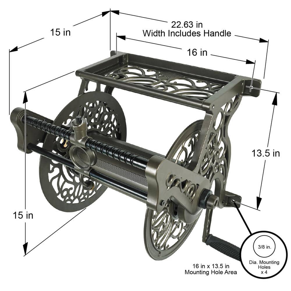 Bronze Aluminum Decorative Wall Mount Garden Hose Reel