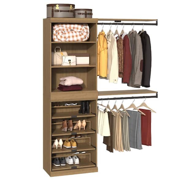 ClosetMaid Mosaics 61.53 in. W Toasted Oak 9-Shelf 2-Hang Rod Wood